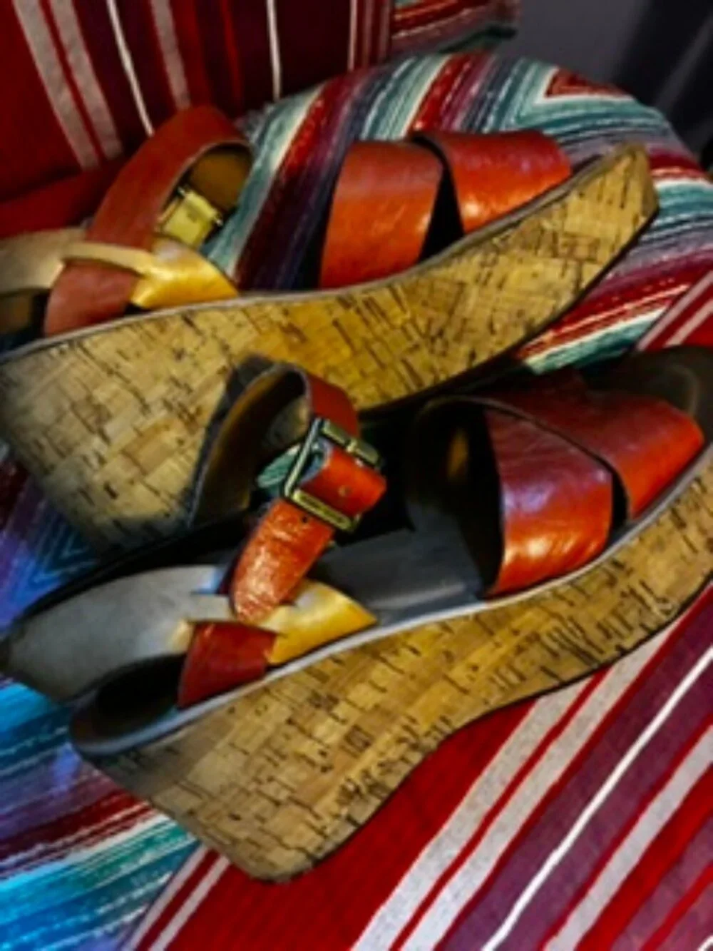 Kork-Ease Comfort Platform The most comfWedge Sandal in orange leather, Size 7.5